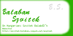 balaban szvitek business card